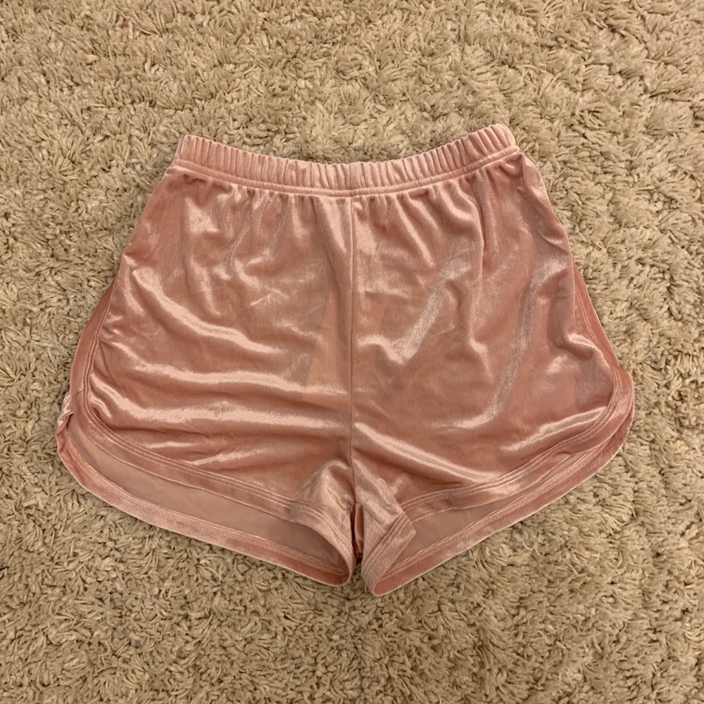 Pink velvet shorts